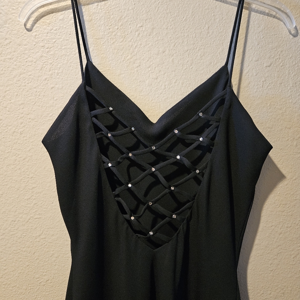 NIKI by Niki Livas black formal long spaghetti strap dress Size 10